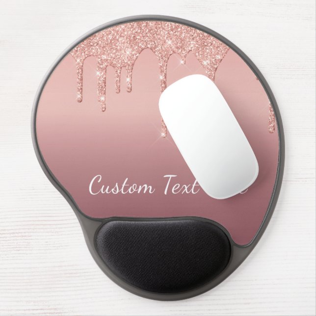 Rose Gold Gel Mouse Pad with Custom Text (Left Side)