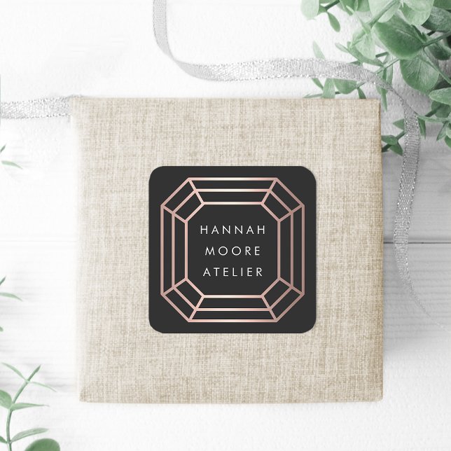 Rose Gold Gemstone Logo Square Sticker (Creator Uploaded)