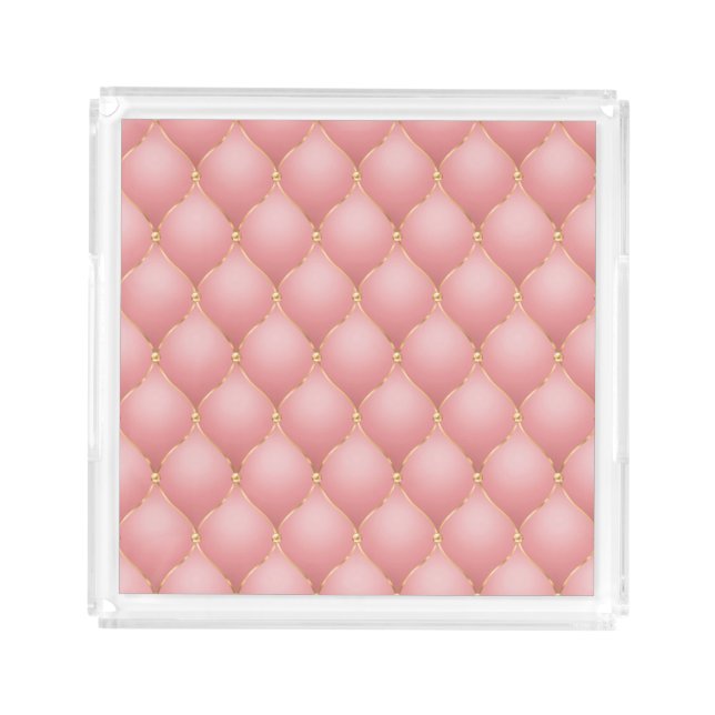 Rose Gold Gemstone Tufted Acrylic Tray (Front)