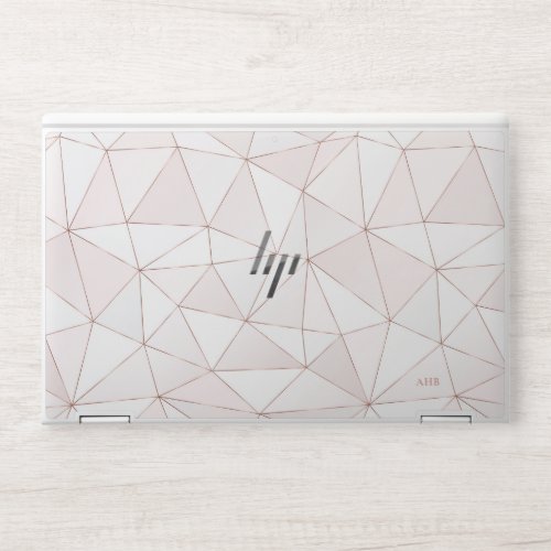 Rose Gold Geometric Abstract Pattern Monogram HP Laptop Skin