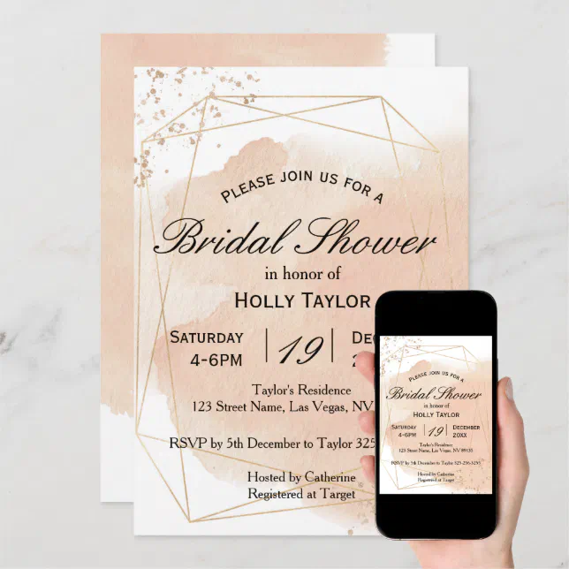 Rose Gold Geometric Bridal Shower Invitation Zazzle 0457