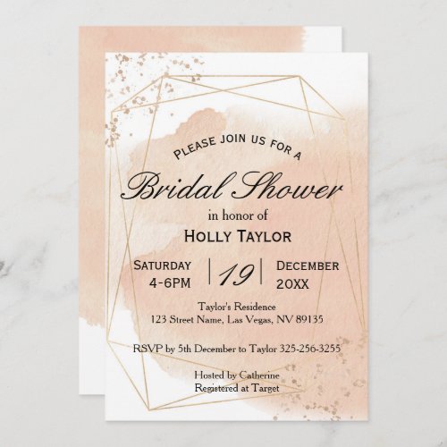 Rose Gold Geometric Bridal Shower Invitation
