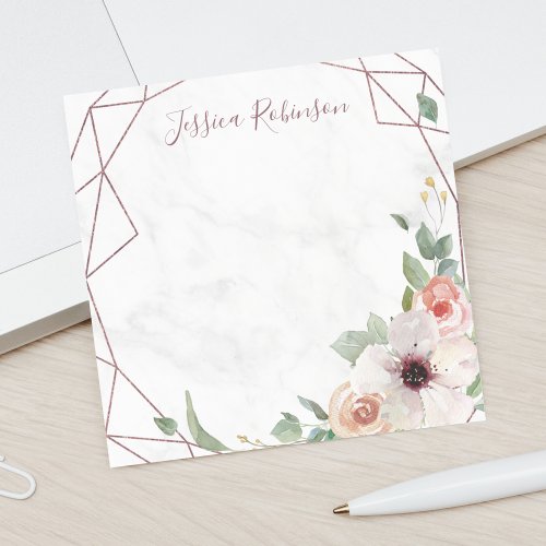 Rose Gold Geometric Floral Bohemian Personalized Post_it Notes