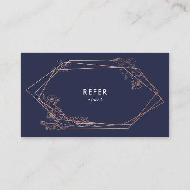Rose Gold Geometric Floral Referral Card (Front)