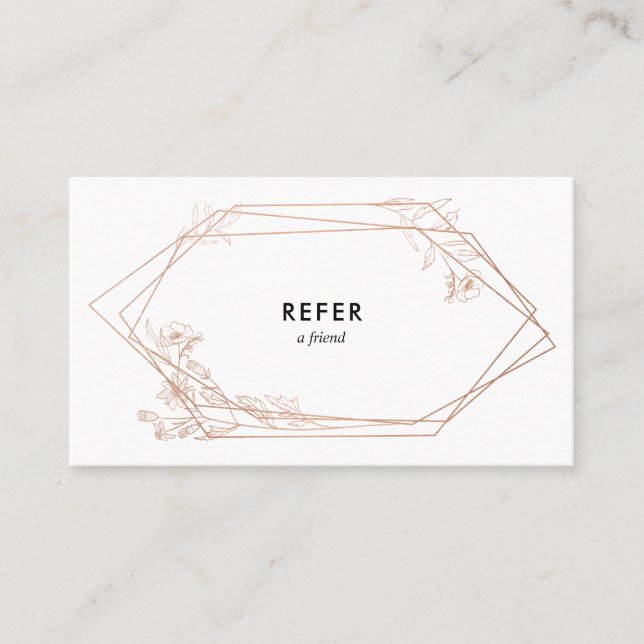 Rose Gold Geometric Floral Referral Card (Front)