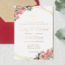 Rose gold geometric floral wreath Chinese wedding Foil Invitation