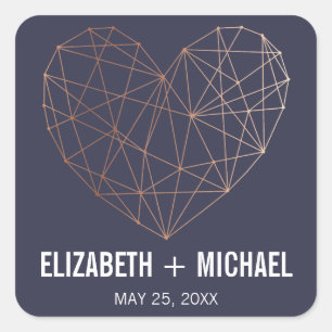 Rose Gold Geometric heart personalised favor label