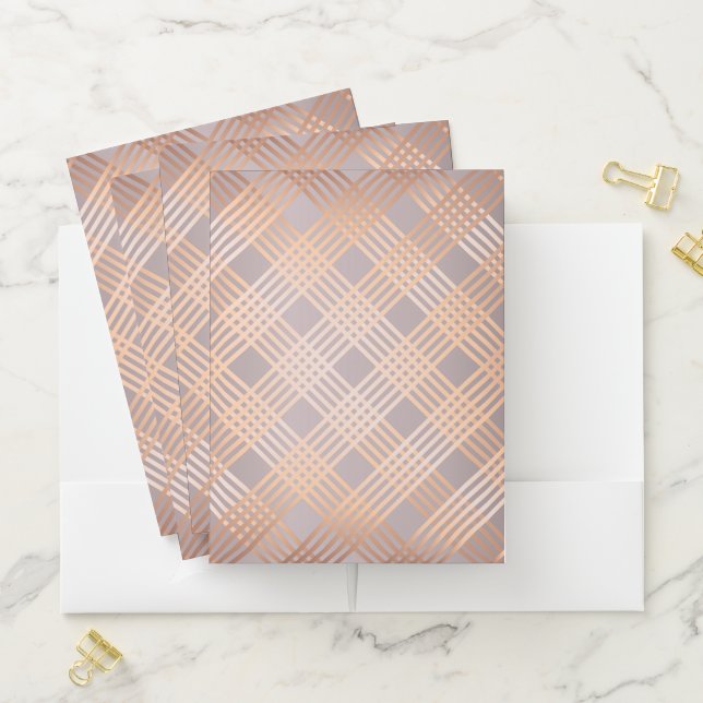 Rose Gold Geometric Lines Pocket Folder (In Situ)