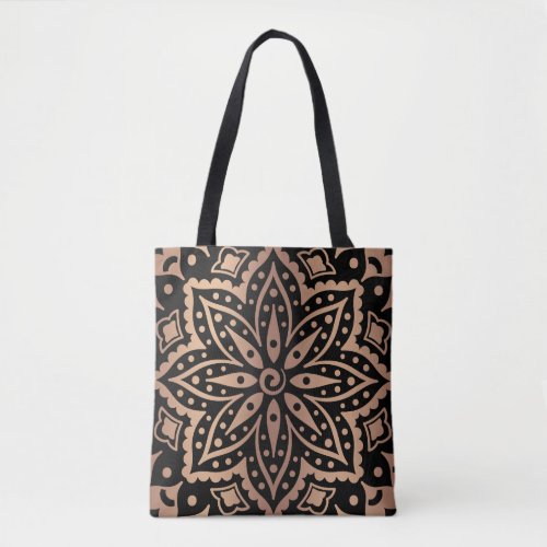 Rose_gold geometric mandala tote bag