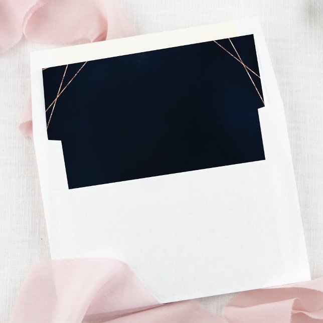 Rose Gold Geometric Midnight Blue Wedding Envelope Liner (Creator Uploaded)