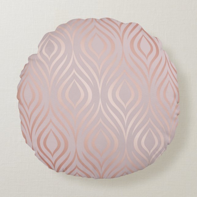 Rose gold geometric seamless pattern round pillow (Front)