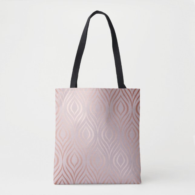 Rose gold geometric seamless pattern tote bag (Front)
