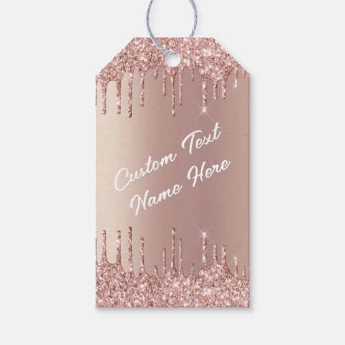 Rose Gold Gift Tags with Your Text Name