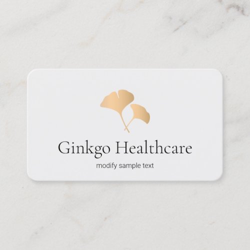 Rose Gold Ginkgo Leaf Logo Business Card