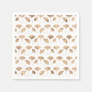 Rose gold ginko leaves white background napkins