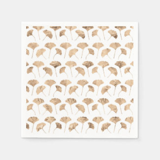 Rose gold ginko leaves white background napkins