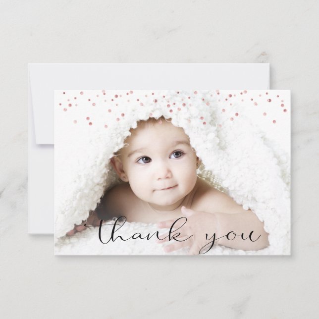 Rose Gold GIRL Baby Shower THANK YOU Photo + Text (Front)
