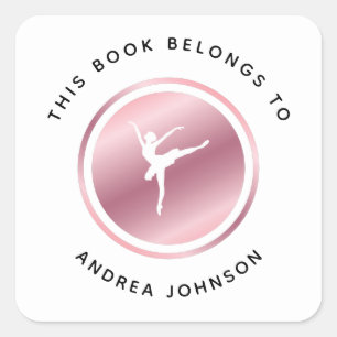 Rose Gold Girl Ballet Dancer Silhouette Bookplate
