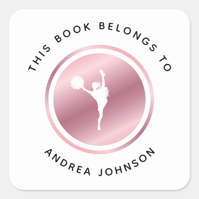Rose Gold Girl Cheerleader Cheer Team Bookplate  (Front)