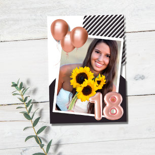 Rose Gold Girl Photo 18th Birthday Party Invitation
