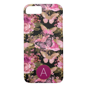 Rose Gold Girly Floral Butterfly Pattern iPhone 8/7 Case