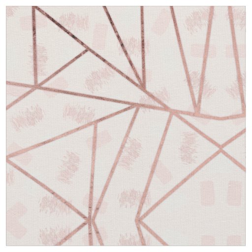 Rose Gold Girly Geometric Brushstroke Triangles Fabric