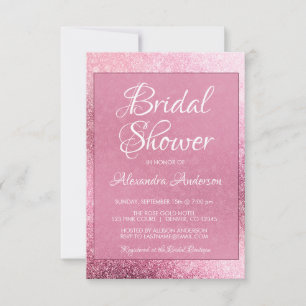 Rose Gold Girly Glitter Sparkle Bridal Shower Invitation