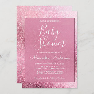 Rose Gold Girly Glitter Sparkle Girl's Baby Shower Invitation