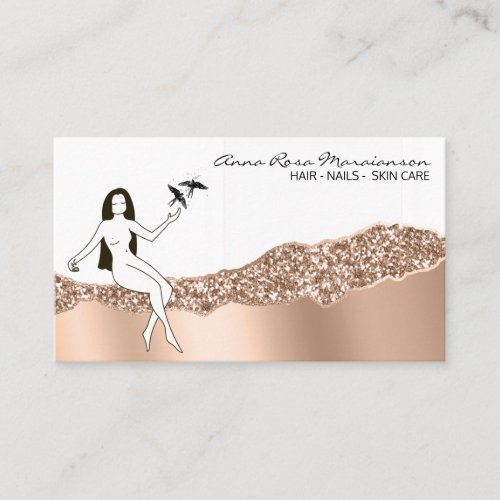  Rose Gold Girly Hair Goddess Beauty Business C Business Card