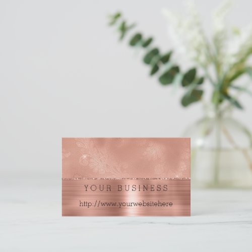 Rose Gold Girly Lace Business Card