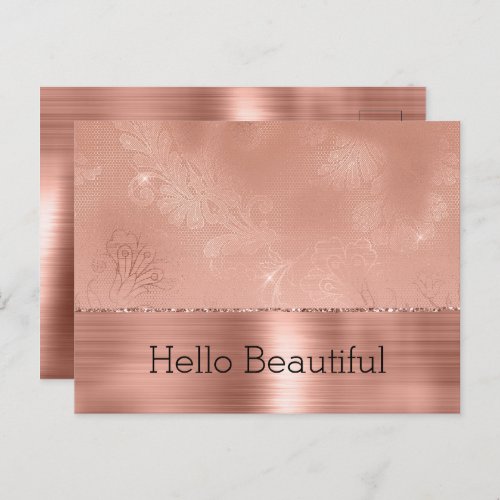 Rose Gold Girly Lace Postcard