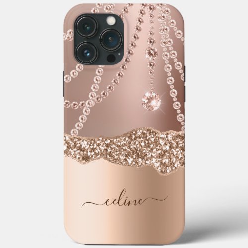 Rose Gold Girly Marble Ombre Elegant Chic  iPhone 13 Pro Max Case