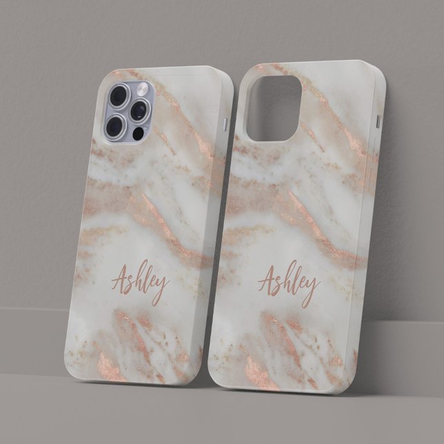 Rose gold girly modern script name iphone case (Creator Uploaded)