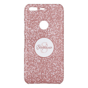 Rose Gold Gitter Monogram Uncommon Google Pixel Case