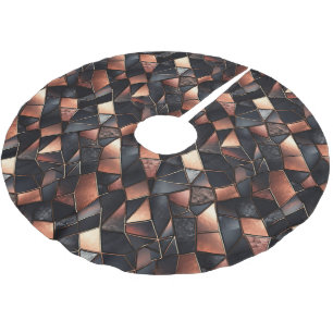 Rose Gold Glam and Black Brushed Polyester Tree Skirt