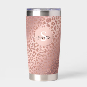 Rose Gold Glam Animal Print Glittery Insulated Tumbler