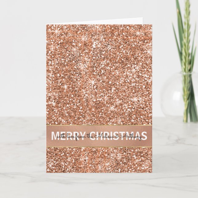 Rose Gold Glam Christmas Holiday Card (Front)