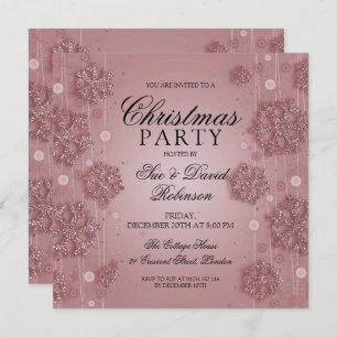 Rose Gold Glam Christmas Holiday Party Invitation