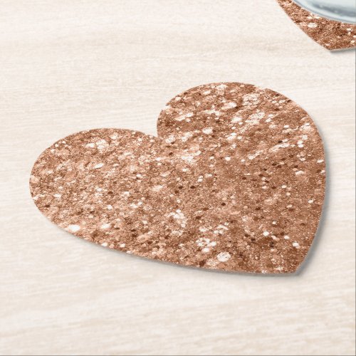 Rose Gold Glam Chunky Glitter Paper Coaster