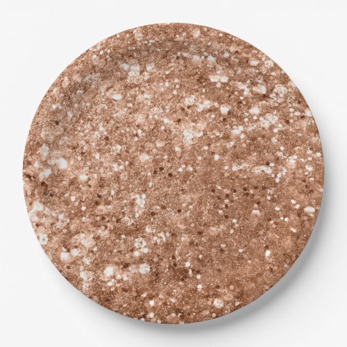 Rose Gold Glam Chunky Glitter Paper Plates