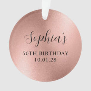 Rose Gold Glam Foil 50th Birthday Photo Ornament