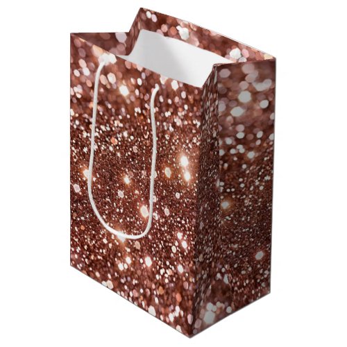 Rose Gold Glam Glitter Bling Medium Gift Bag