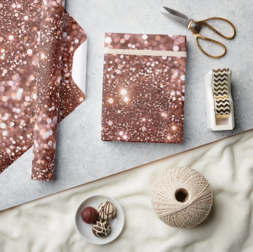 Rose Gold Glam Glitter Bling Wrapping Paper