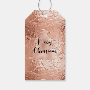 Rose Gold Glam Glitter Christmas Tree Gift Tags