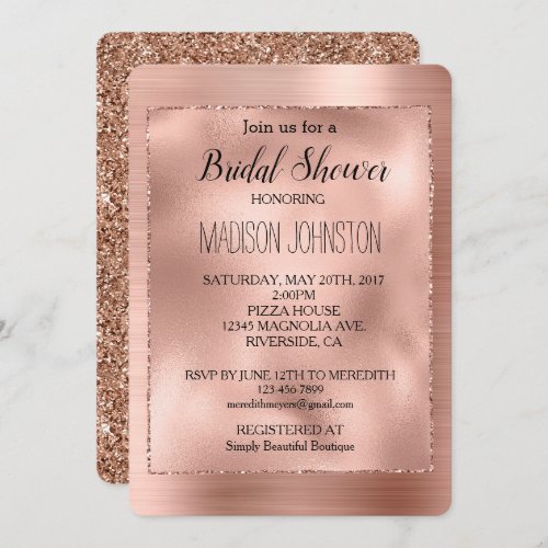 Rose Gold Glam Glitter Invitation