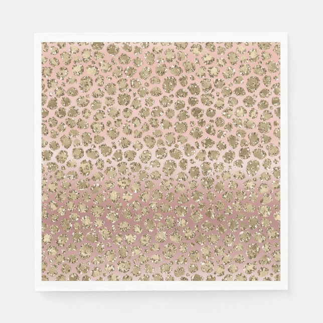 Rose Gold Glam Glitter Leopard   Napkins (Front)