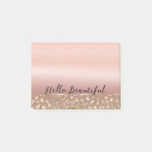Rose Gold Glam Glitter Leopard Post-it Notes