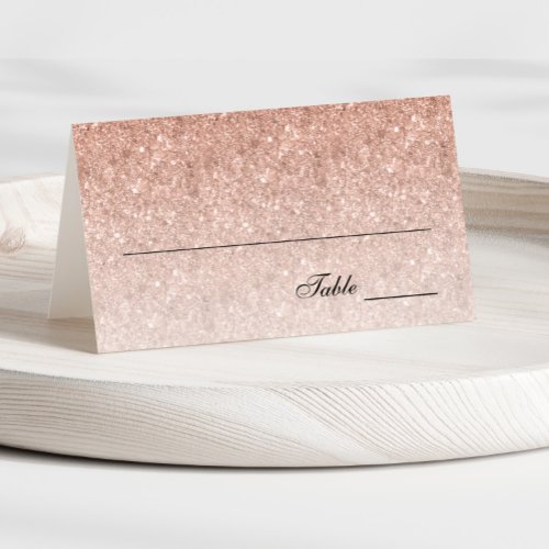 Rose Gold Glam Glitter Personalized Place Card