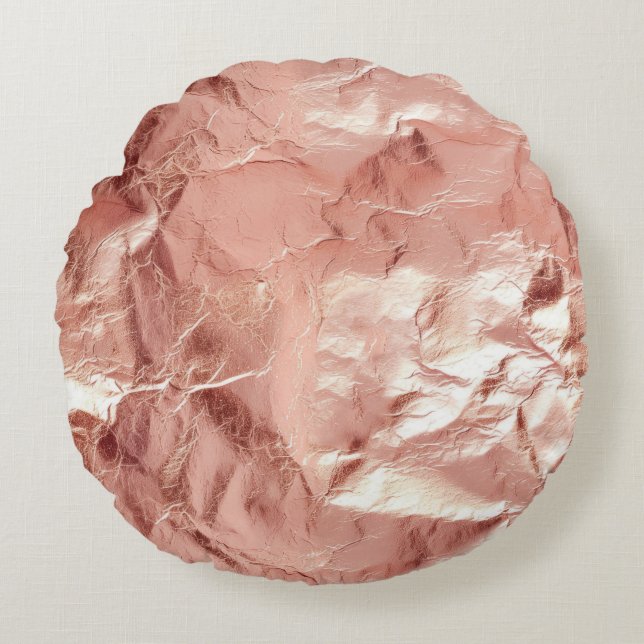 Rose Gold Glam Glitter Round Pillow (Front)