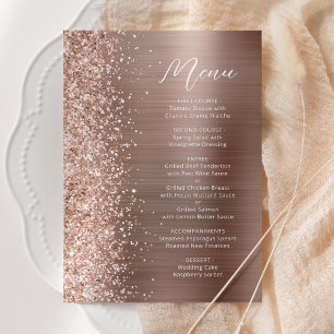 Rose Gold Glam Glitter Script Wedding Menu